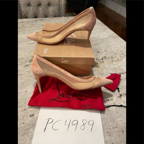 SOLD Christian Louboutin Galativi 70 nude mesh heels 38 - Picture 8 of 12